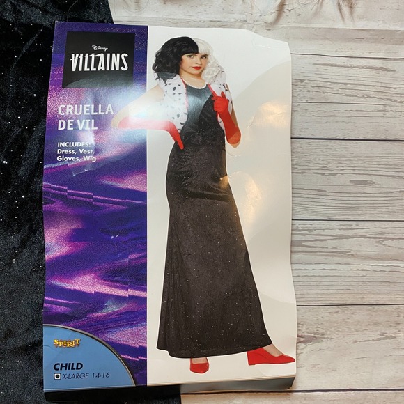 Cruella De Vil Costume Disney Villains Spirit Halloween Size Child XL (14-16) - Picture 6 of 10